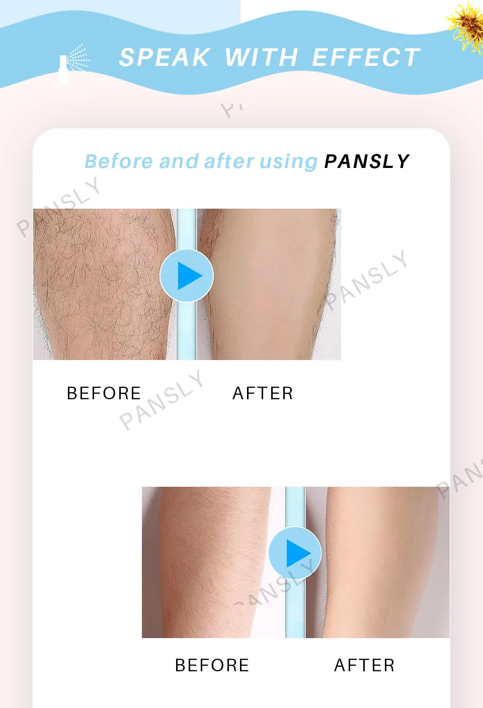 Спрей для удаления волос Pansly Smooth Body PRE& After, спрей для лечения воска, жидкий ингибитор для восстановления роста волос, не питает, не стимулирует