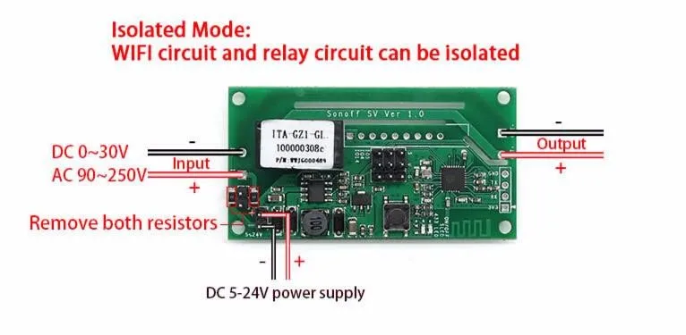 Itead Sonoff SV WiFi беспроводной умный переключатель безопасное напряжение 5-24 В DC Модуль Автоматизации умного дома поддержка вторичного развития