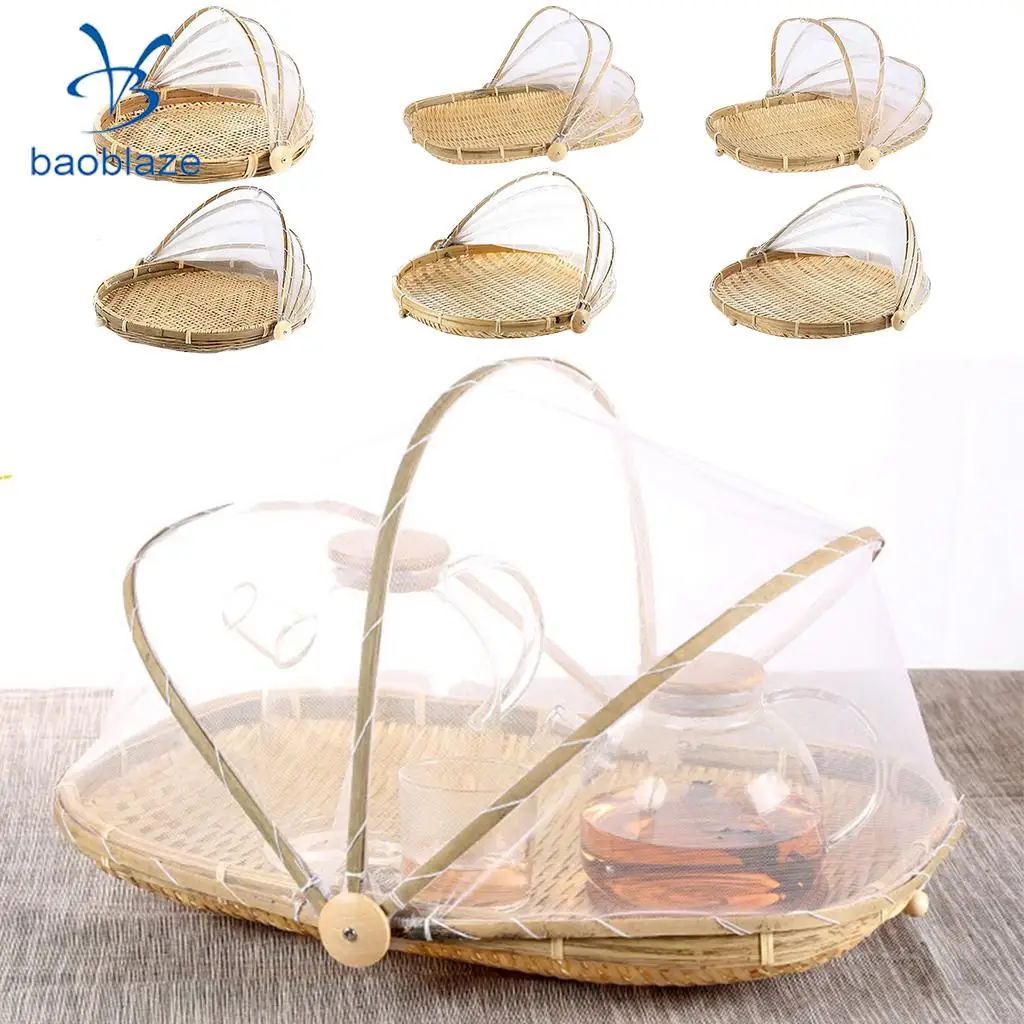 

Bamboo Serving Food Tent Basket Hand Woven Fruit Baskets Storage 6 Designs