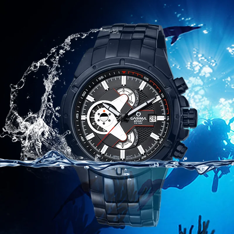 Мужские кварцевые часы Топ спортивные модные светящиеся хронограф секундомер
