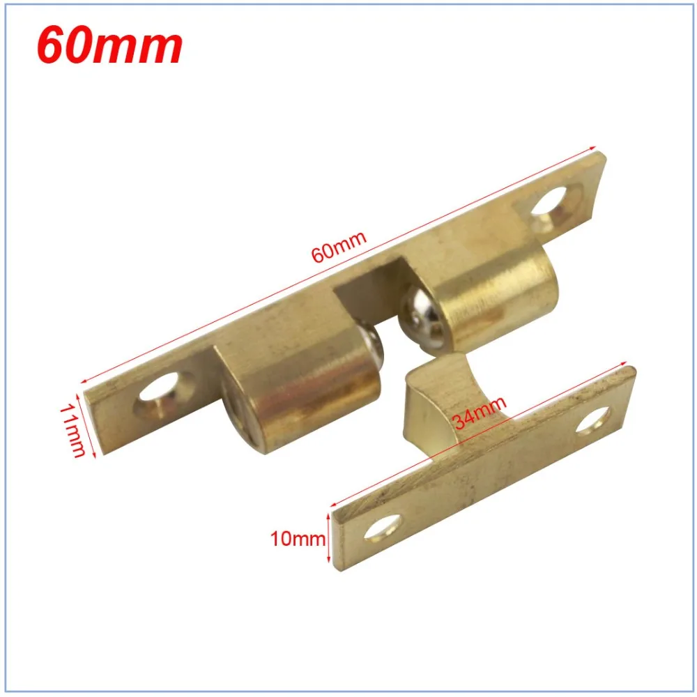 2 шт. держатель двери ловит 67 мм Длина латунный дверной стоппер золотой двойной шаровой защелка для шкаф двери шкафа