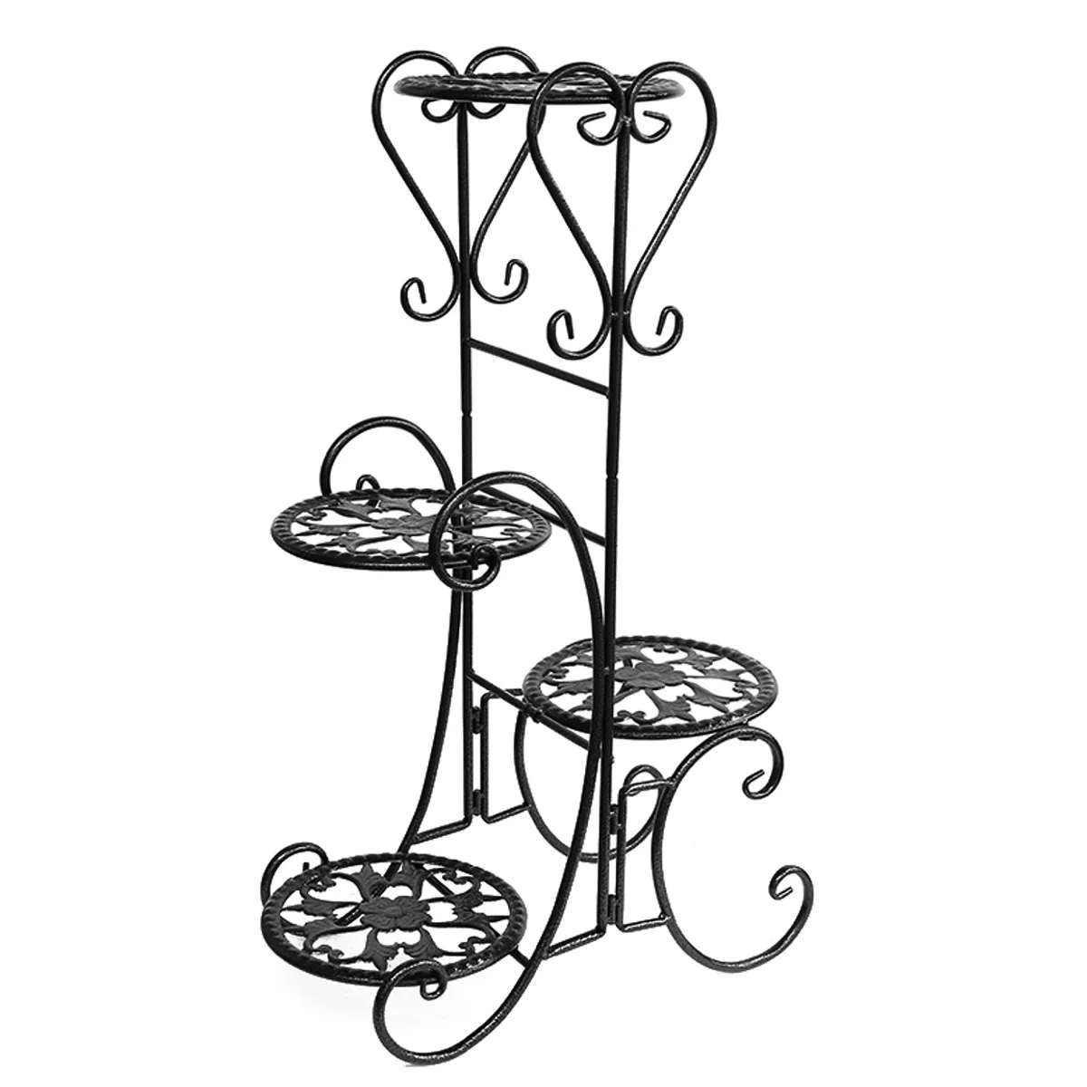 4 Tier Metal Shelves Flower Pot Plant Stand Flower Plant Display Stand Rack Indoor Outdoor Garden Patio Base Holder Shelf New