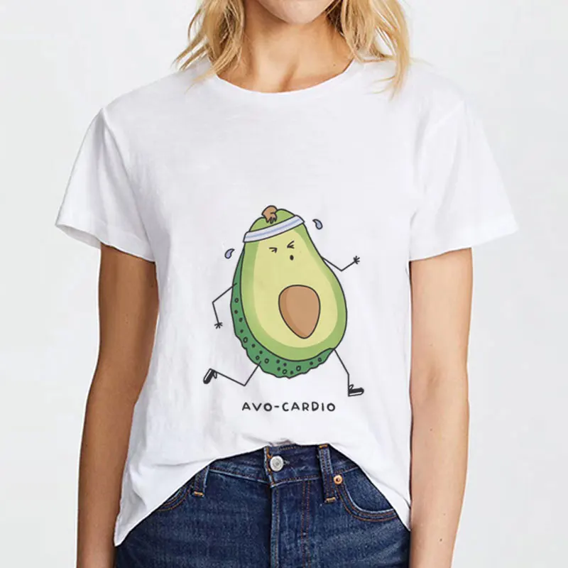 

Summer 2019 Kawaii Avocado Cartoon Harajuku Tshirt Printed Tee Shirt Femme Casual Cute Tops Short Sleeve T-shirt Women T Shirt