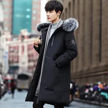Уличная одежда для мужчин, парки, зимнее утепленное пальто, Мужская модная куртка с меховым воротником и длинными рукавами высшего качества размера плюс M-3XL, для мальчиков черного цвета