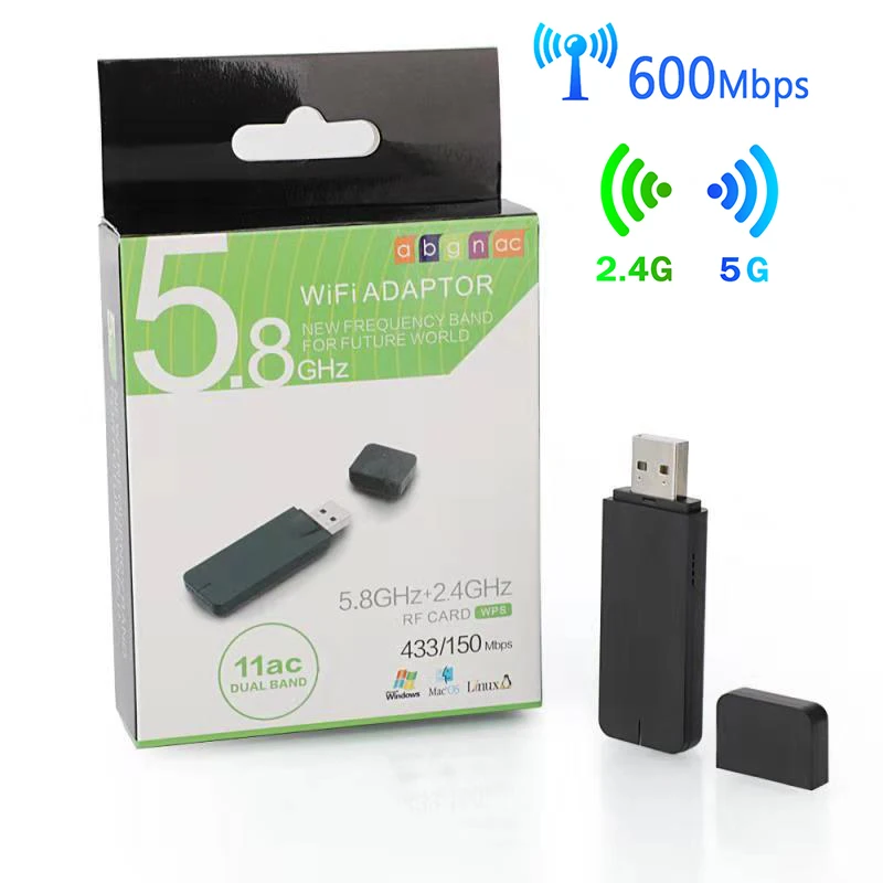 

600M USB Wireless WIFI 5GHz 2.4GHz Dual Band 433Mbps 150Mbps 802.11ac Mini Adapter For MAG250 MAG 250 254 Htv 5 OPENBOX Iptv Box