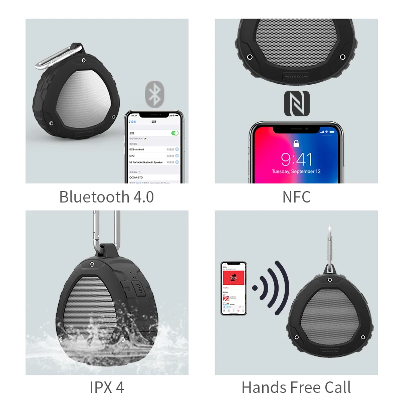 Nillkin Мини Открытый Портативный Bluetooth Динамик 4.0 IPX4 Водонепроницаемый звуковой ящик стерео беспроводной динамик bluetooth спорт для xiaomi