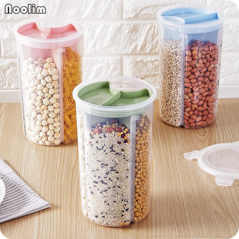 

NOOLIM Grain Storage Tanks 4 Grids Sealed Storage Boxes New Multifunction Food Storage Organizers Kitchen Storage Supplies
