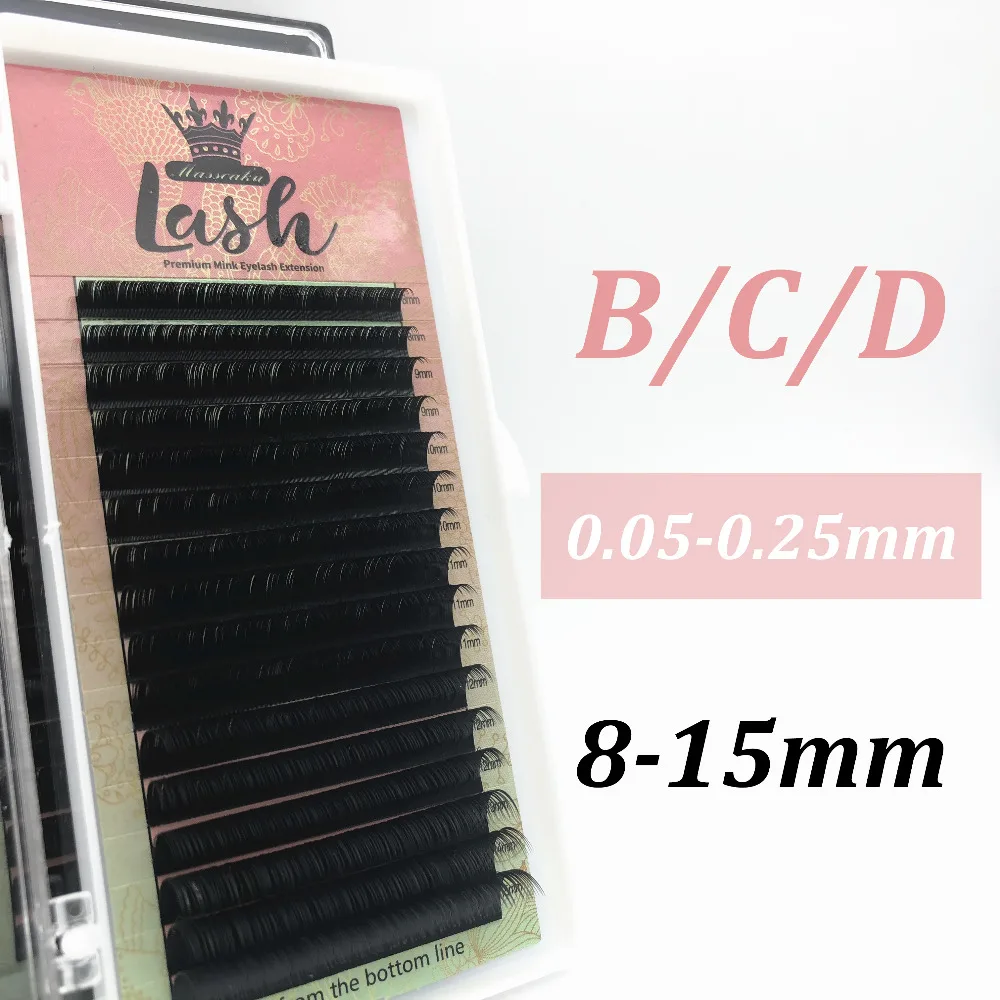 

MASSCAKU 16rows/case Mix Length High quality mink eyelash extension,individual eyelashes natural eyelashes