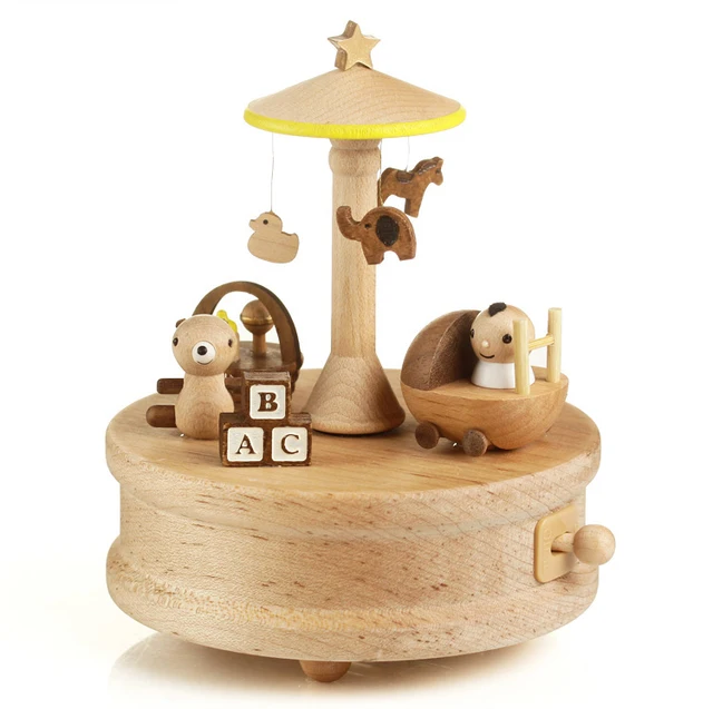 White wooden music box music box creative Taiwanese infant baby child