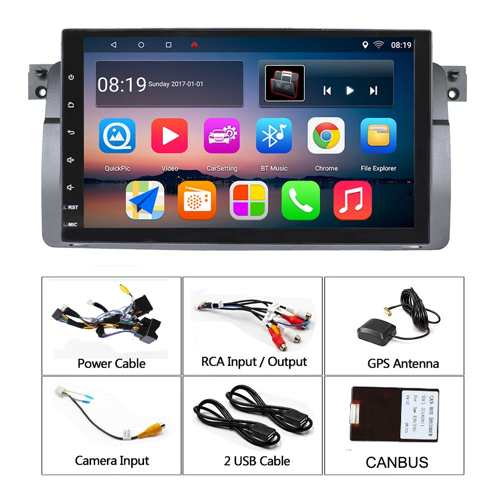 Panlelo для BMW 5 серии E60 2003 2010 3 E46 1997 2006 X5 E53 1999 Android 8 автомобильный стерео GPS навигация