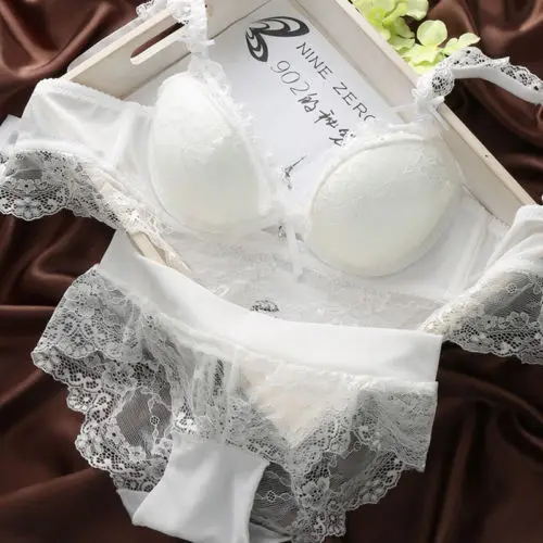 

Women Sexy Bra Sets Lace Lingerie Underwear Push-Up Padded Underwire Bra Lace Pantie Sets Red Black White