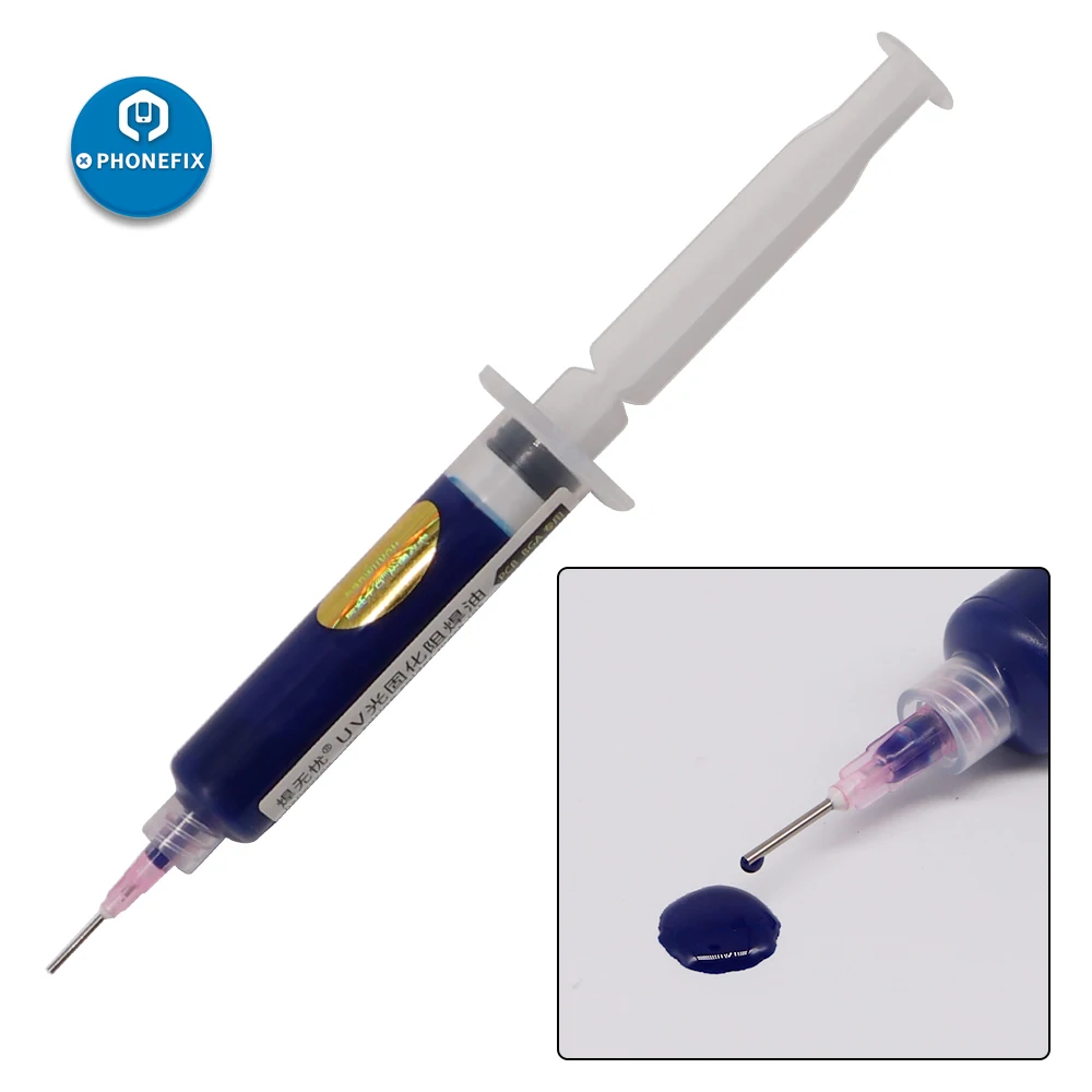 

10ml Red Blue Green Yellow Black PCB UV Curable Solder Mask Repairing Paint Soldering Paste Flux Cream + Needle + Squeeze Tube