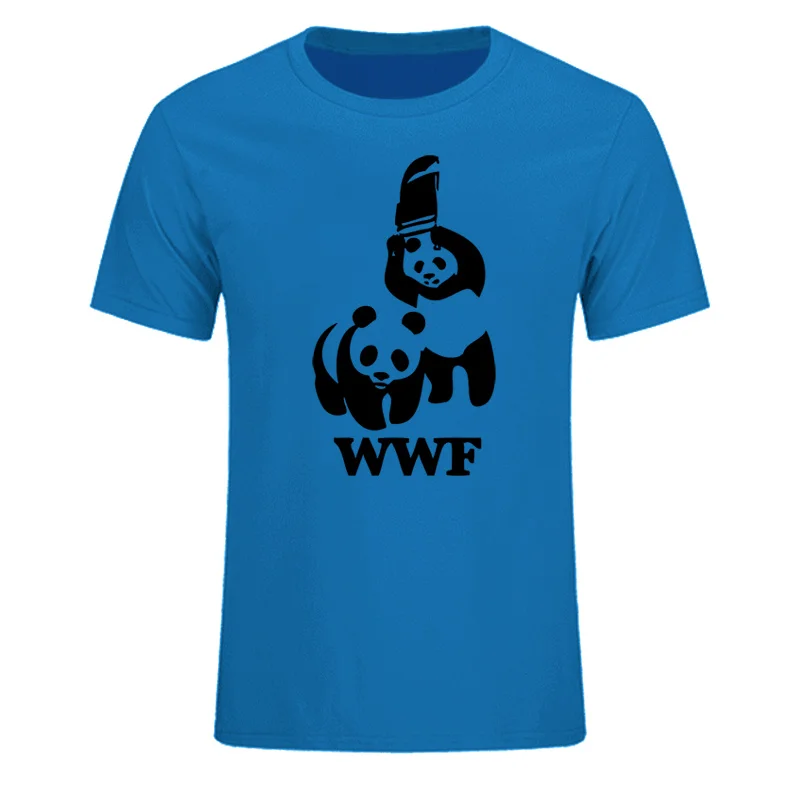 2019 WEWANLD WWF المصارعة الباندا الكوميديا قصيرة الأكمام بارد Camiseta T قميص الرجال الصيف أزياء تي شيرتات عجيبة