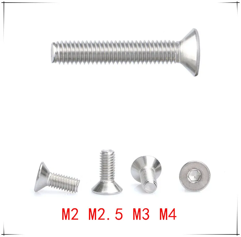 

DIN7991 Hex Socket Flat Head Cap Screw M2/M2.5/M3/M4*4/5/6/8/10/12/16/20/30/40/50/80mm Stainless Steel countersunk screw bolt