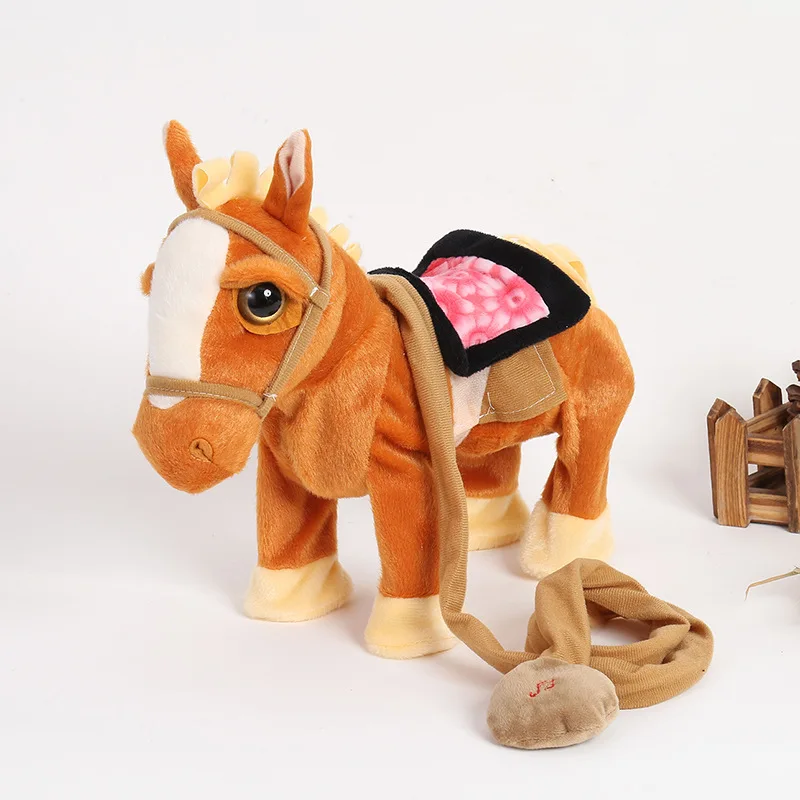 Робот-лошадь, электронный интерактивный поводок для лошади, плюшевое животное, игрушка для домашних животных, ходячие нотки, музыкальные игрушки для детей, подарки на день рождения