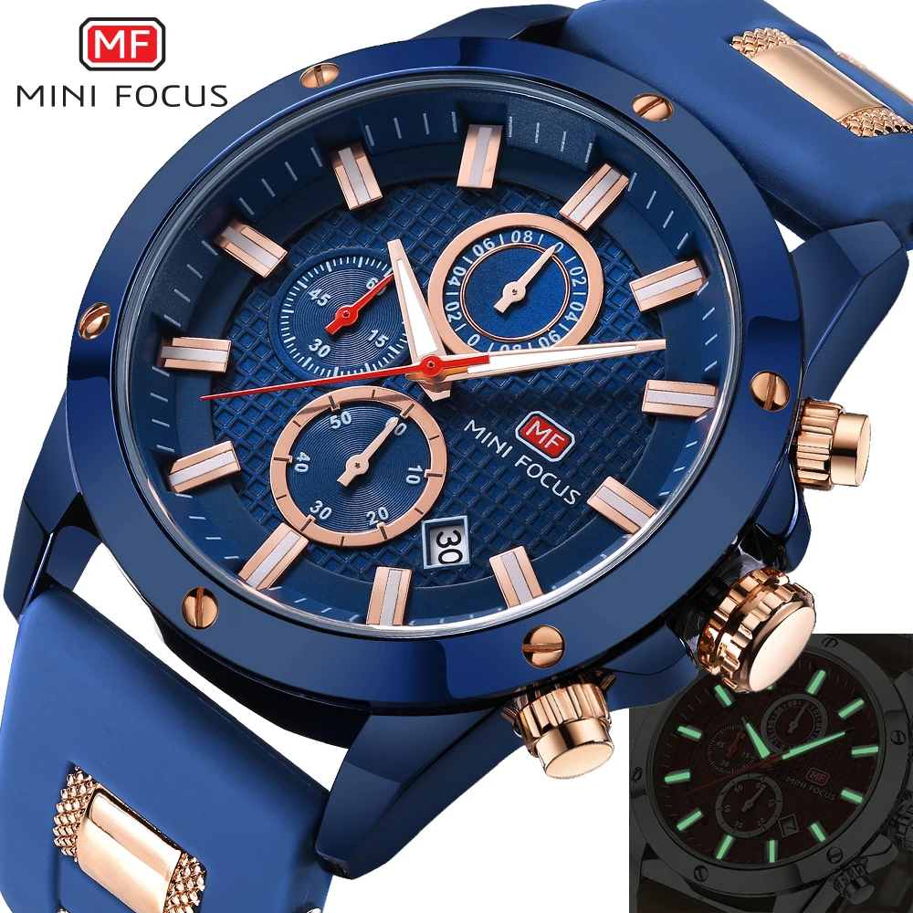 

reloj hombre Quartz Man Watch 2018 Blue Sport Chronograph Watches Gift for Men Clock Luminous Hands Silicone Mens Wristwatches
