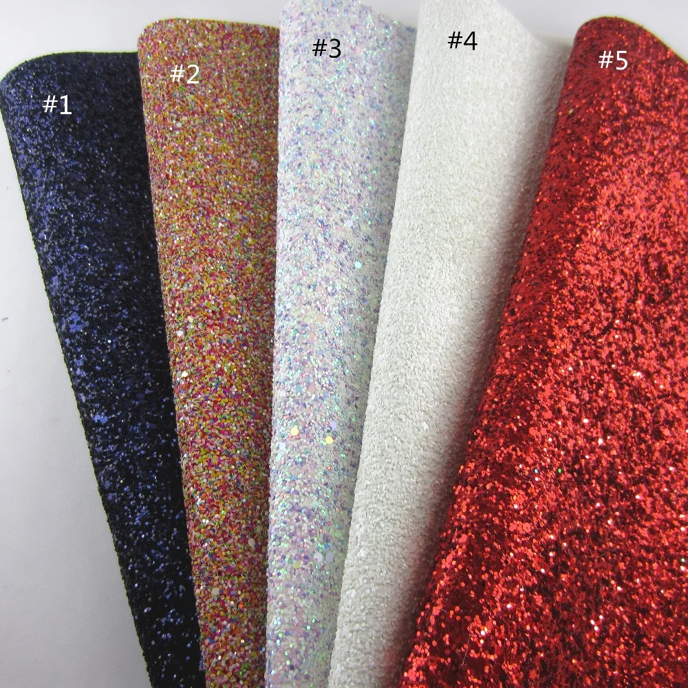 1 Yard Chunky Glitter Fabric Mix Color Glitter Fabric Leather PU