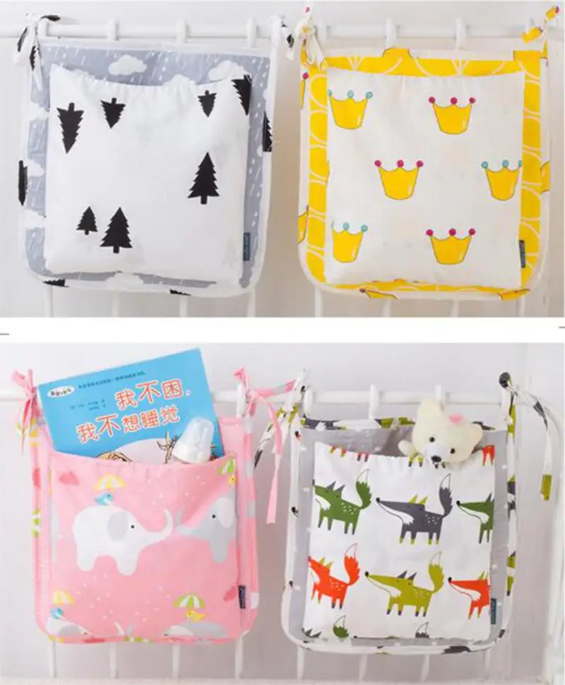 

Cute cartoon crown brear Baby Bed Stroller storage organizer bag Baby Diaper gadget Bag hanging organizer