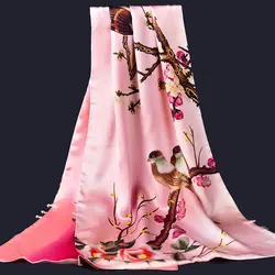2019 печати натуральные шелковые шали и палантины 100% чистого шелка роскошный женский шарф бренда для дам обе стороны Длинные Настоящие