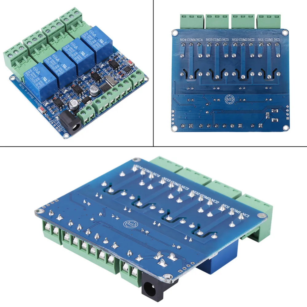 4-Канальный Релейный модуль доска STM8S103F3 DC 12V микроконтроллер RS485 Связь