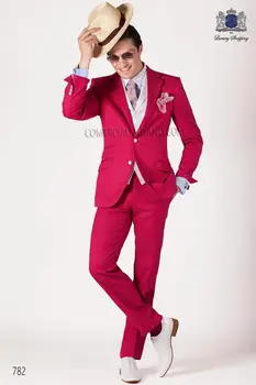 

Slim Fits Groom Tuxedos Men's Dinner Party Prom Suits Groomsmen Wedding Blazer Suits (Jacket+Pants+Vest+Tie) NO:235