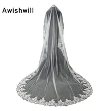 Горячая Распродажа Белый/слоновая кость 3 метра Свадебные вуали Фата до пола кружева, крайний слой свадебная вуаль свадебные аксессуары veu de noiva