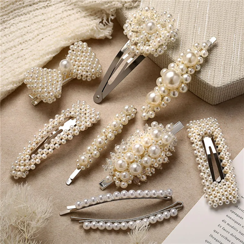 Yobest Fashion Pearl Hair Clip for Women Elegant Korean Design Snap Barrette Stick Hairpin Hair Styling Accessories