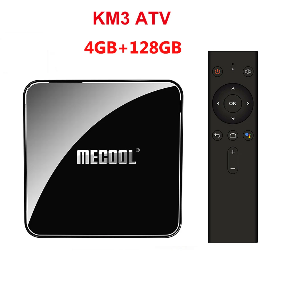 Mecool KM9 PRO KM3 в ТВ 4 gb 64 gb Android 9,0 ТВ Box Google Сертифицированный Android ТВ Amlogic S905X2 Двойной Wi-Fi 4 K смарт ТВ коробка - Цвет: KM3 ATV 4GB 128GB