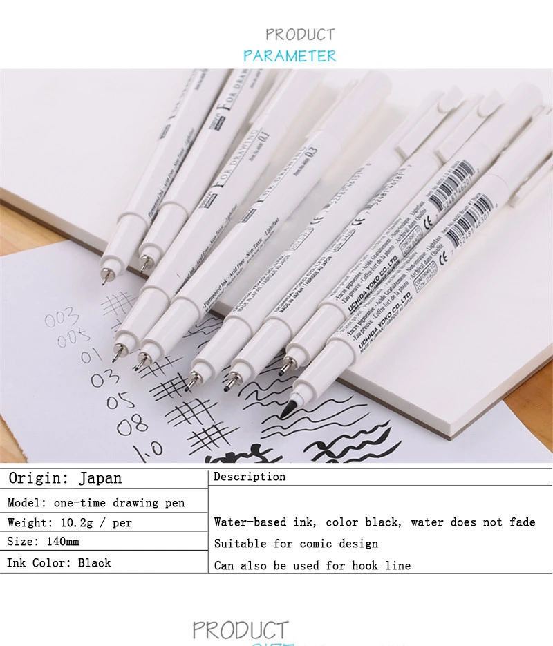 Japan MARVY 003 005 01 03 05 08 1,0 кисти 8 шт. набор Pigma Micron лайнер для рисования маркеры ручки тонкий наконечник черные Sektch маркеры Dessin