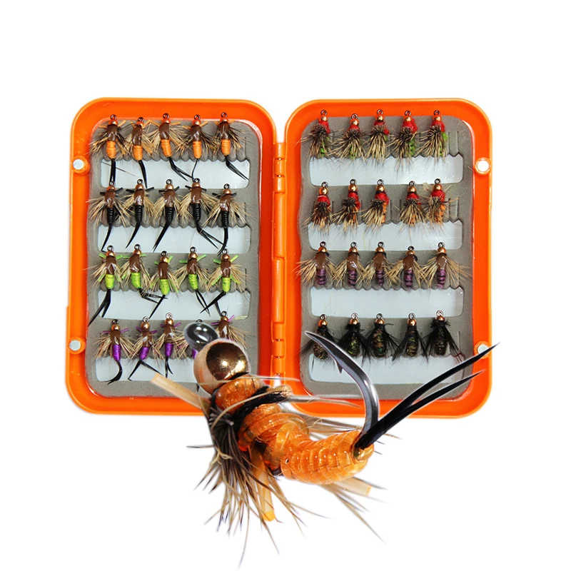 

40pcs/box 8 Style Insects Fly Fishing Lures Flies Trout Lures With Waterproof Box Dry Artificial Bait For Fishing Tackle