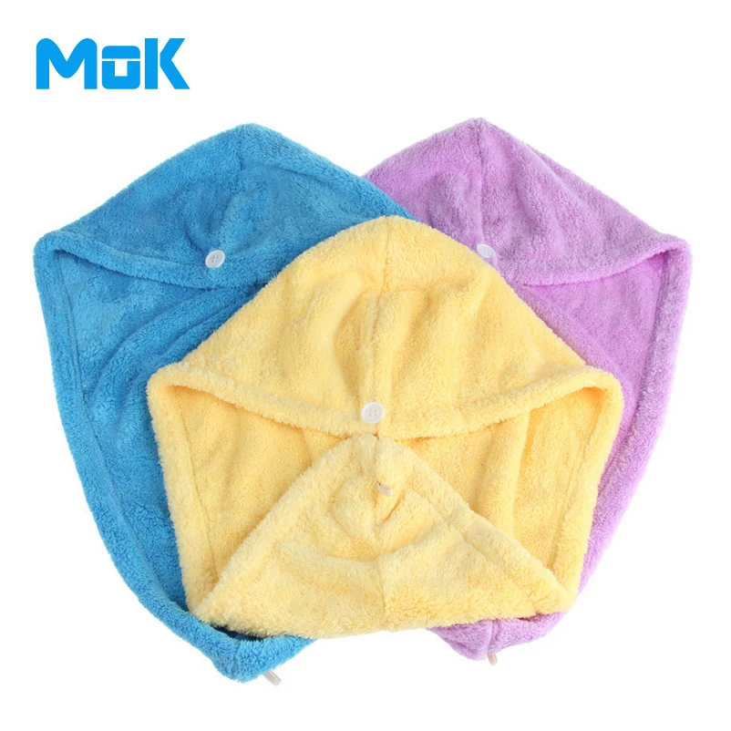 2 pieces/lot Good Quick Dry Solid Fleece Hair Towels Super Soft