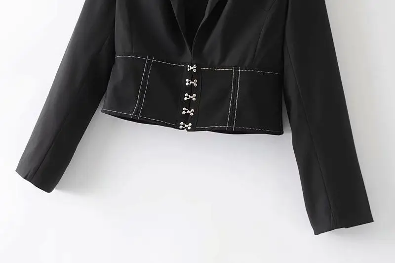 2019 Spring Suit Collar Long Sleeves Single Row Buckle Fashion Bright Line Pure Color Jacket Women's Blazers 2019 Spring Suit Collar Long Sleeves Single Row Buckle Fashion Bright Line Pure Color Jacket Women's Blazers