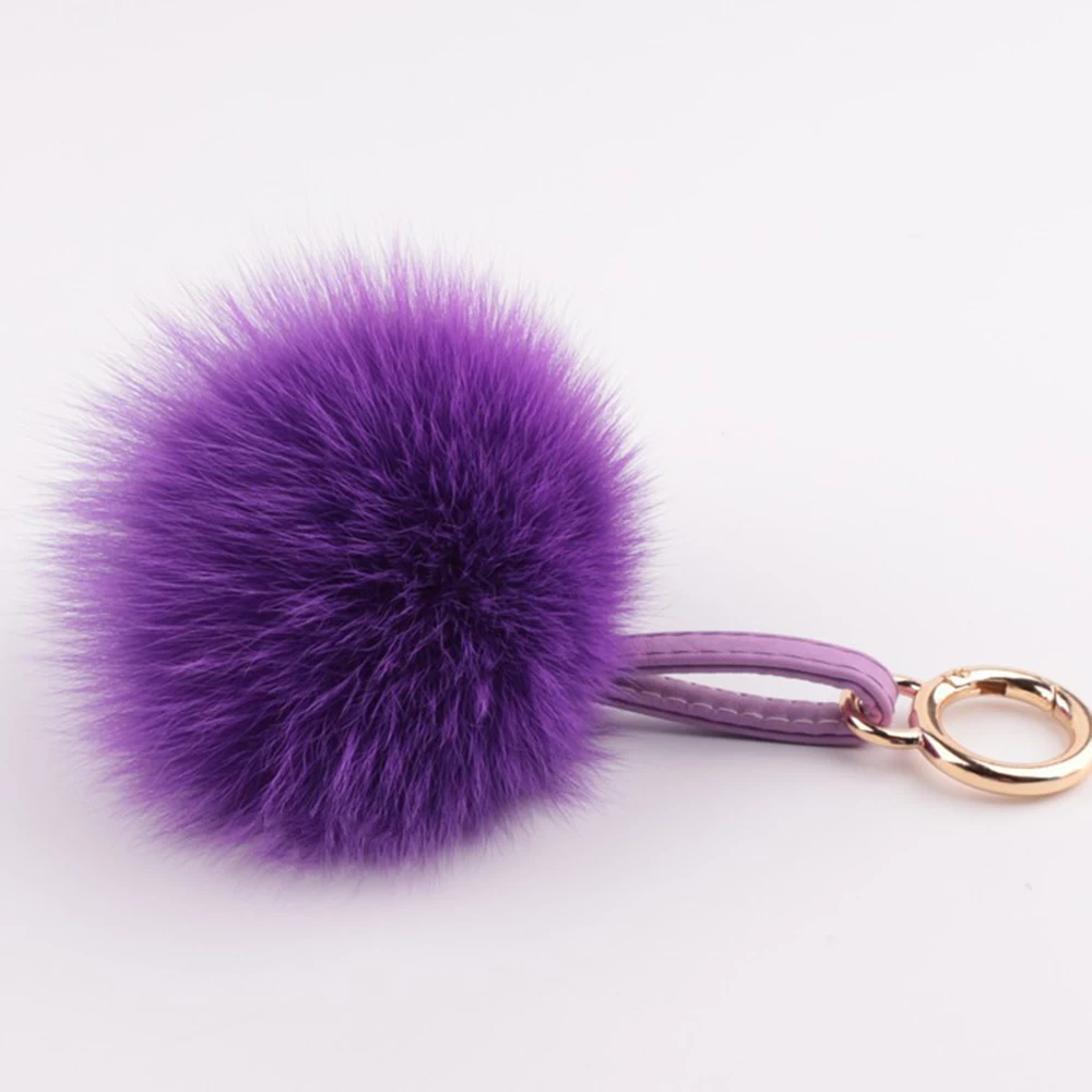 9 Colors 12cm Fluffy Fox Fur Ball Keychain Fur Pompons Keyring Llavero