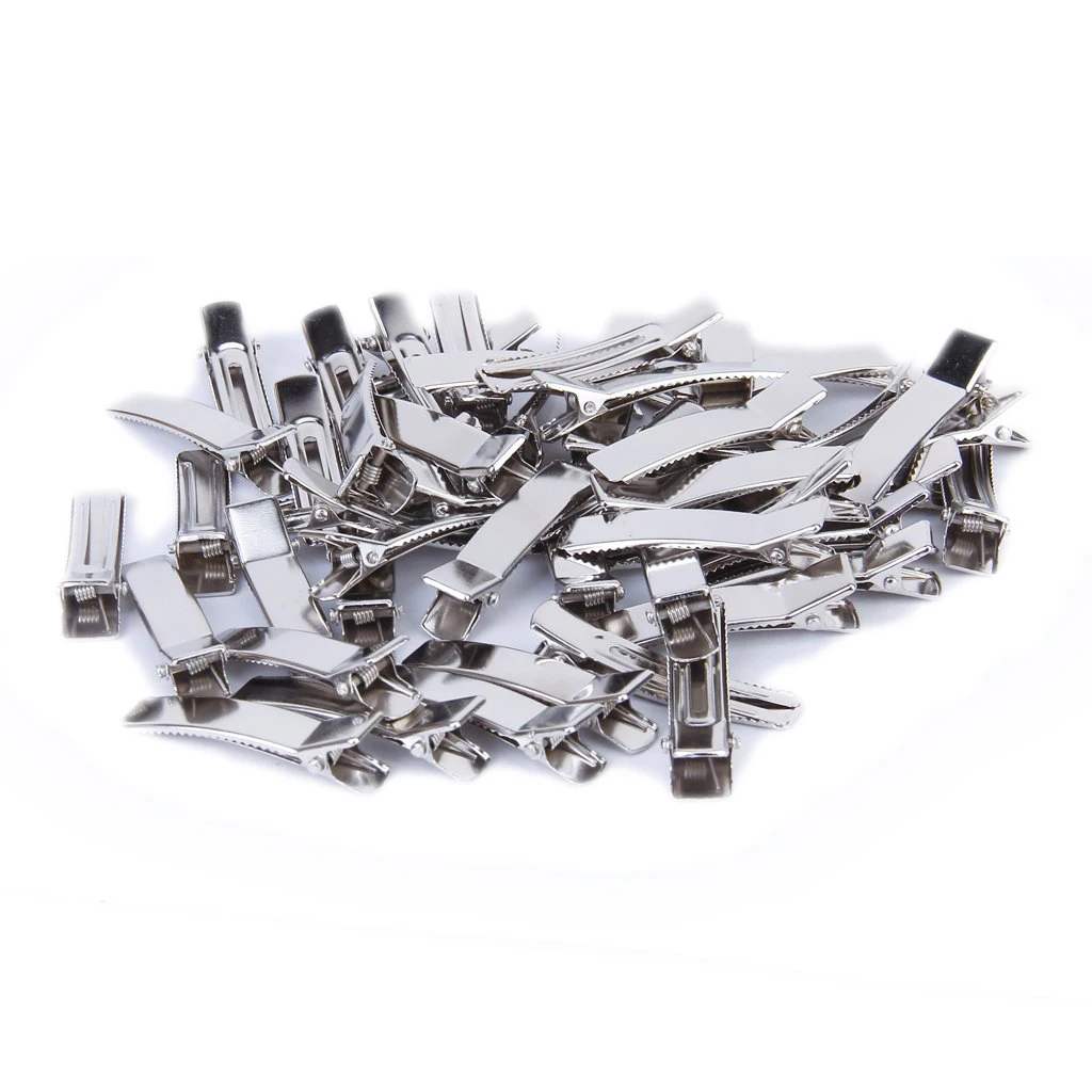 

HHFF 50pcs Crocodile Clips for Hair Pins DIY - Silver