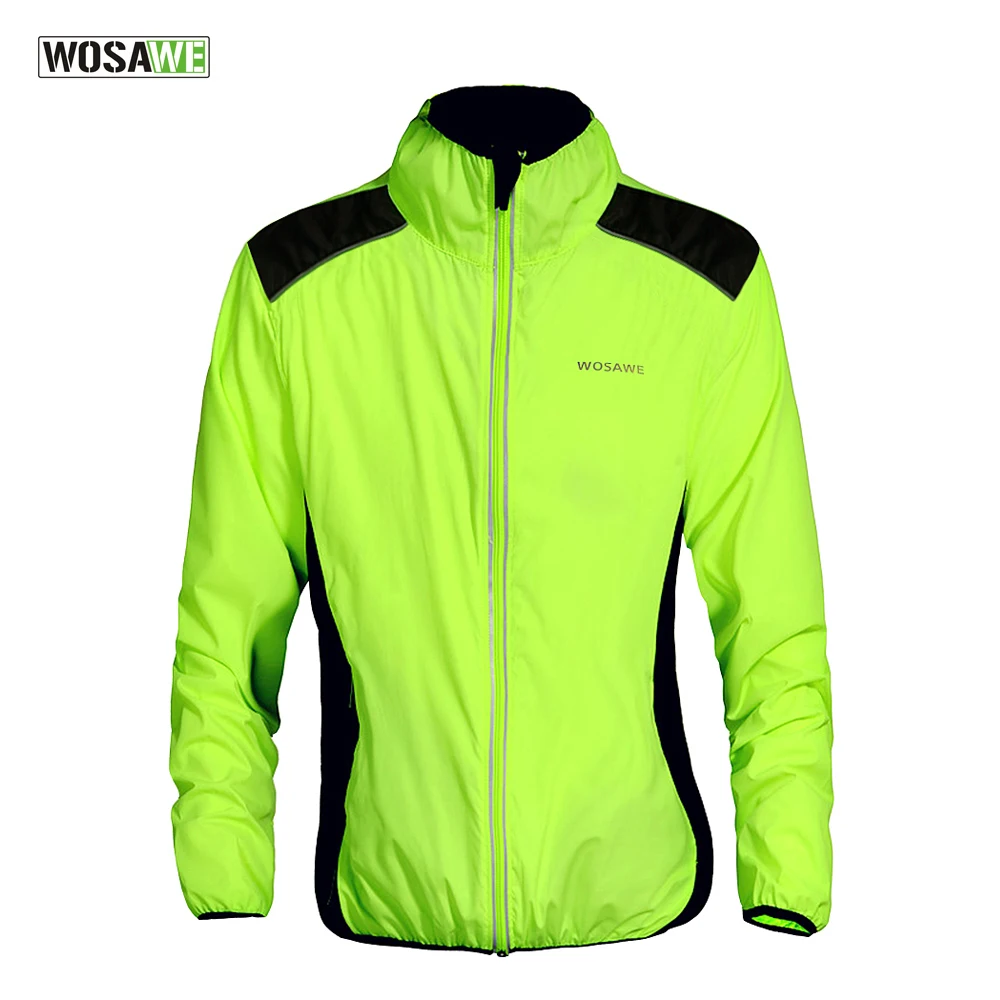 

WOSAWE Men Women Cycling Jacket Waterproof Bicycle Bike Rain Coat Cycle Clothing Windproof Long Sleeve Jerseys Wind Coat, Green