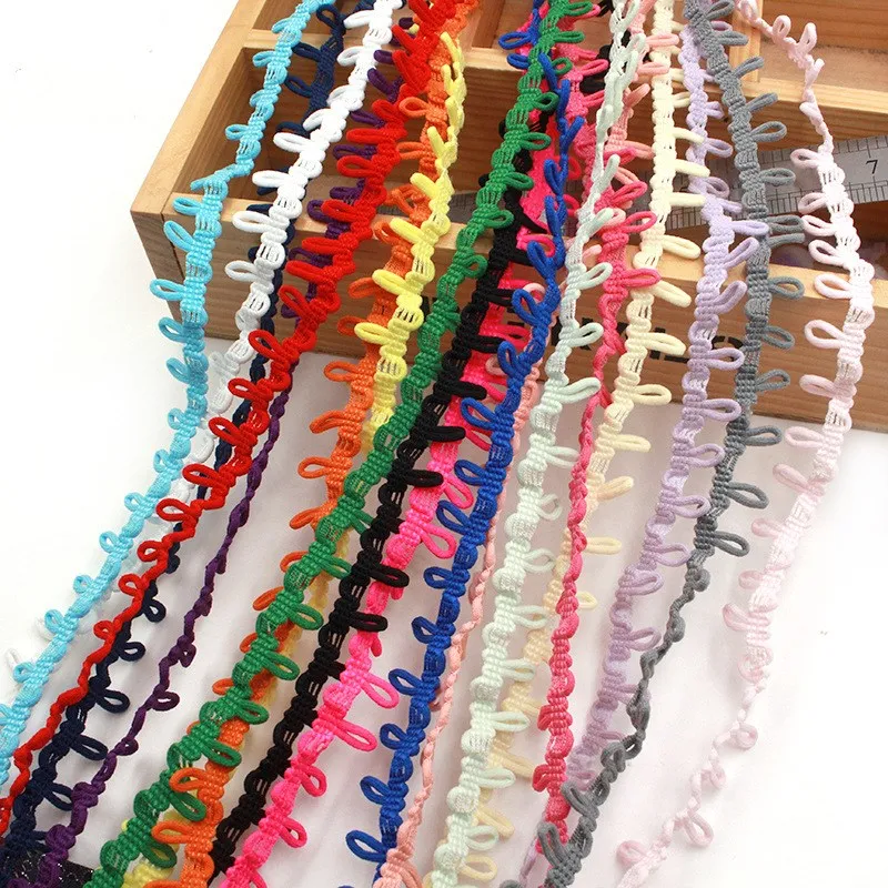 

5 Yards Black White Button Loops Elastic Lace Ribbon DIY Multicolor Handmade Lace Trimming for Clothes Sewing Crafts Accessories