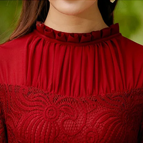 Leiouna новинка красное весеннее элегантное винтажное кружевное шифоновое Vestido