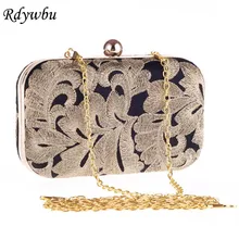 Rdywbu Новое поступление дамское золотистое вечернее платье пакет вышитые цветы хит цвет клатч цепь сумка Высокое качество Свадебная сумка H05