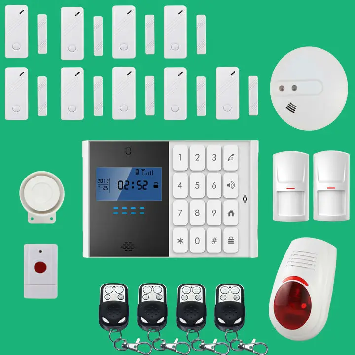 

Free shipping Wired Wireless 433MHZ GSM Alarm System SMS Home Burglar Security Alarm System Detector Sensor Kit Remote Control
