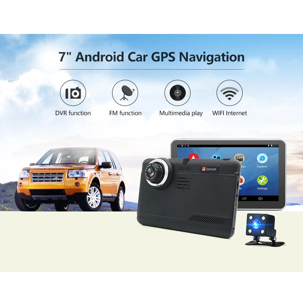 Junsun 7inch Car DVR camera Android GPS Navigation WIFI Bluetooth car video Recorder Registrar Full HD 1080p Automotive dash cam