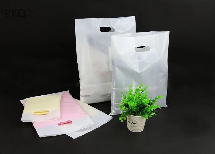 500pcs Custom Logo Plastic Shopping Bags with Handle Jewelry Pouch Packing Gift Carrier Large Clothing | Дом и сад