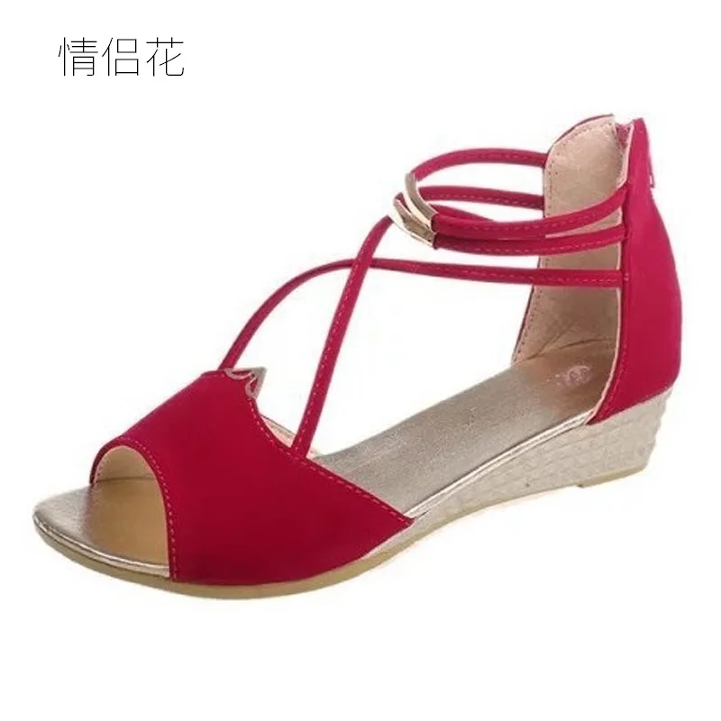 Wedges Red Flannel Sexy Flat Sandals 