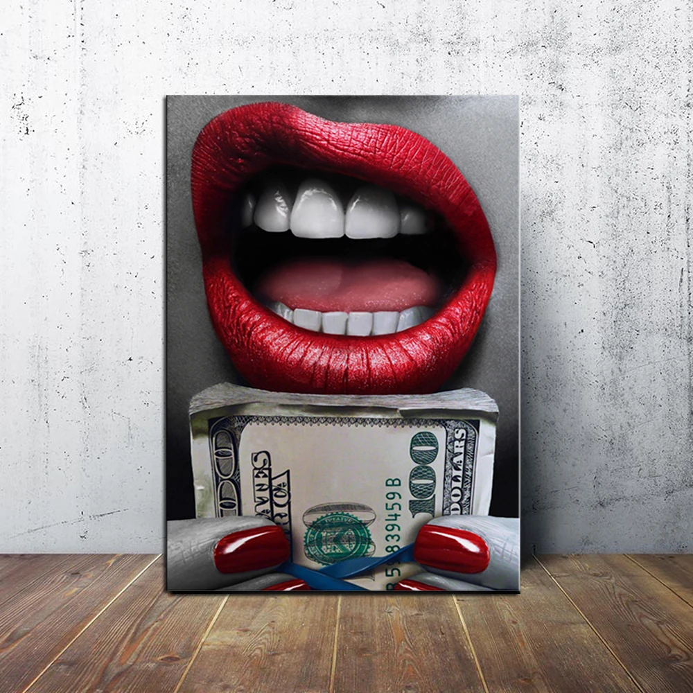 

Prints and Poster Woman with Money Print Wall Oil Painting Picture Print on Canvas no Frame Idea Creative Home Decoration