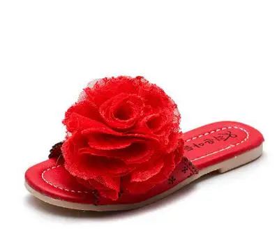 Детская обувь; тапочки; детские летние тапочки; коллекция года; обувь с кружевными цветами для маленьких девочек; детские летние сандалии - Цвет: Красный