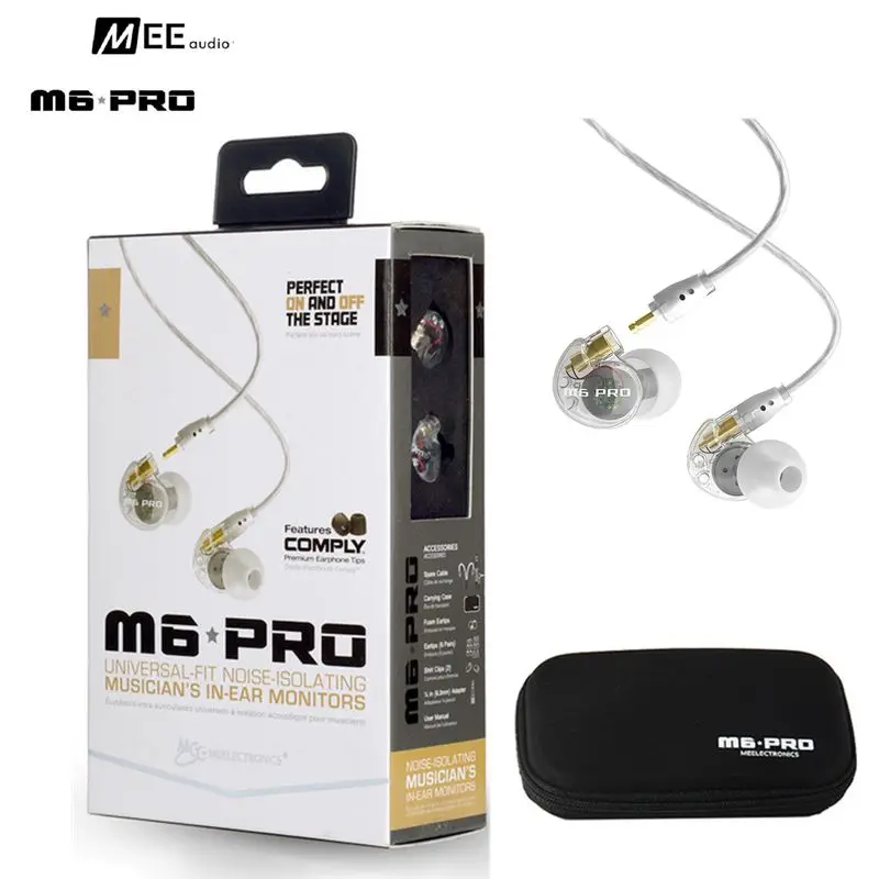 Ceny 24 godzin wysyłka przewodowy słuchawki MEE audio M6 PRO uniwersalny z izolacją akustyczną słuchawki muzyka douszne monitory zestaw słuchawkowy