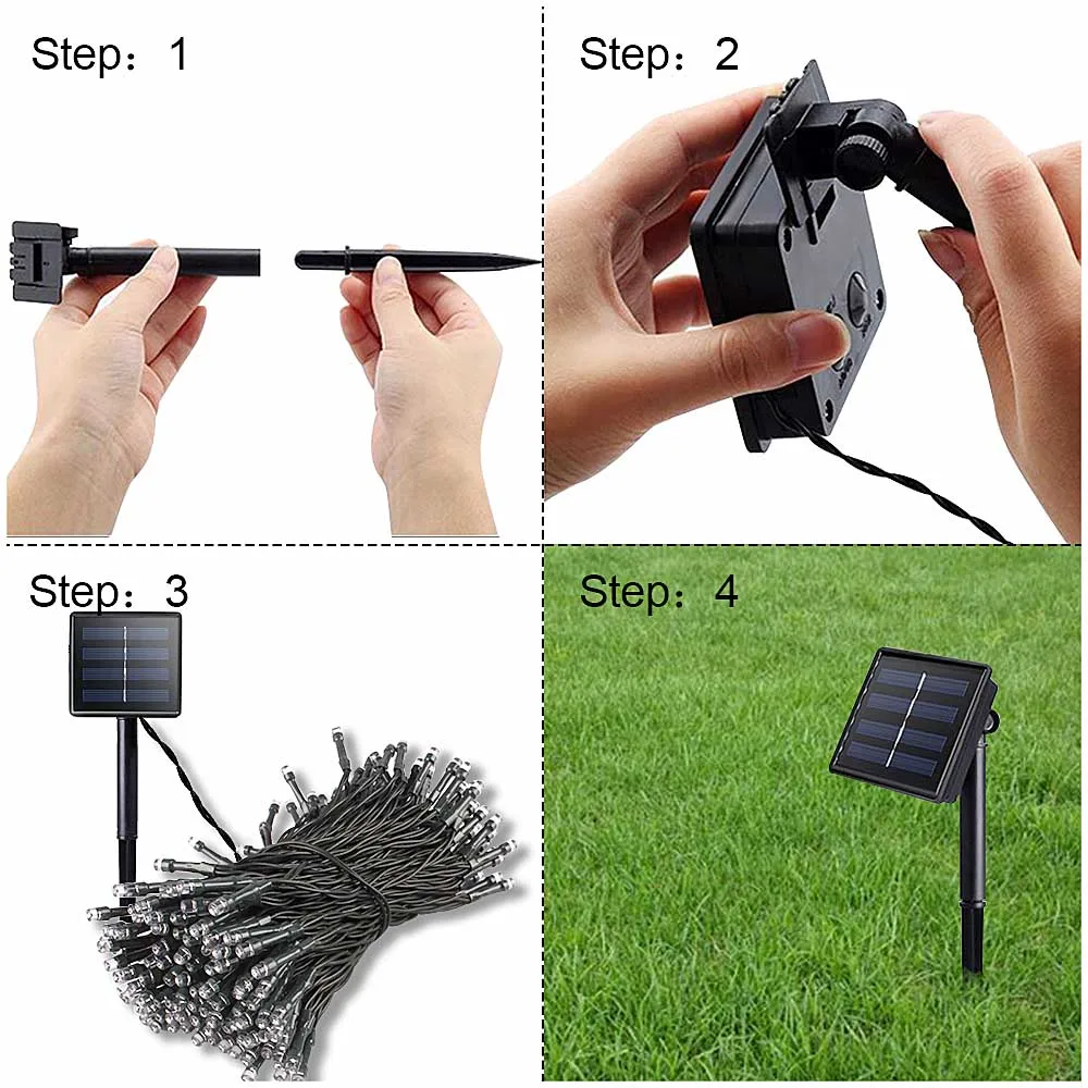Cordas de Fadas Lâmpada de Energia Água ao ar Guirlanda de Natal para o Jardim 12 100led e 22 m 200 Led Solar Luzes Solar à Prova d' Livre Decoração 12 Lâmpadas solares