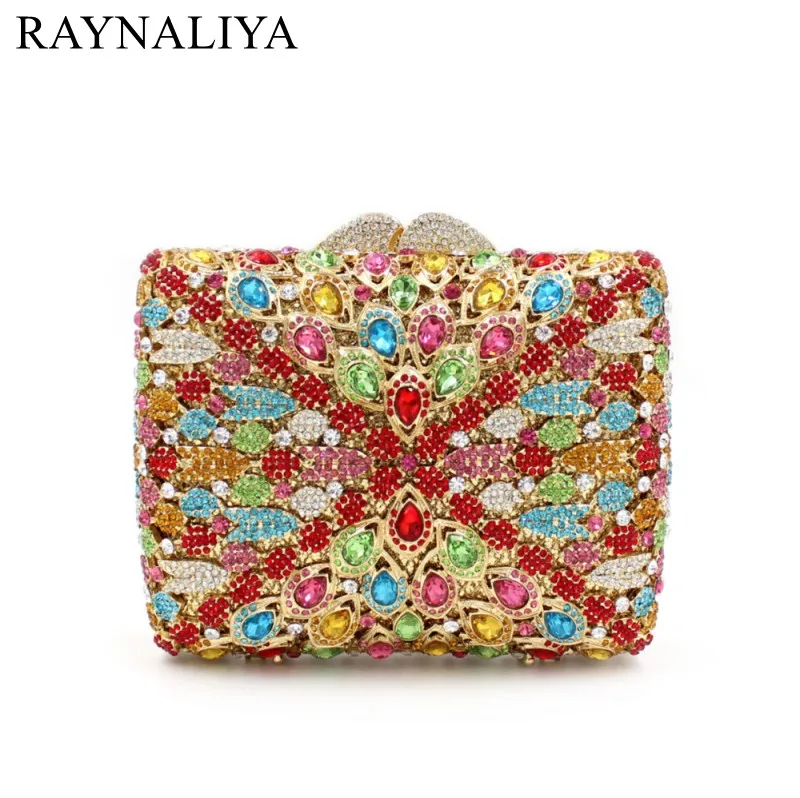 

Luxury Designer Women Handbags High Quality Brand Crystal Clutch Evening Bags Golden Chain Party Wedding Clutch SMYZH-E0074