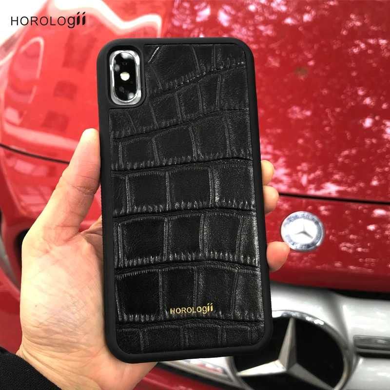 

CUSTOM NAME AVAILABLE Horologii Luxury Leather Phone Case For iPhone X 8 7 Plus Case Protective Cover genuine leather dropship