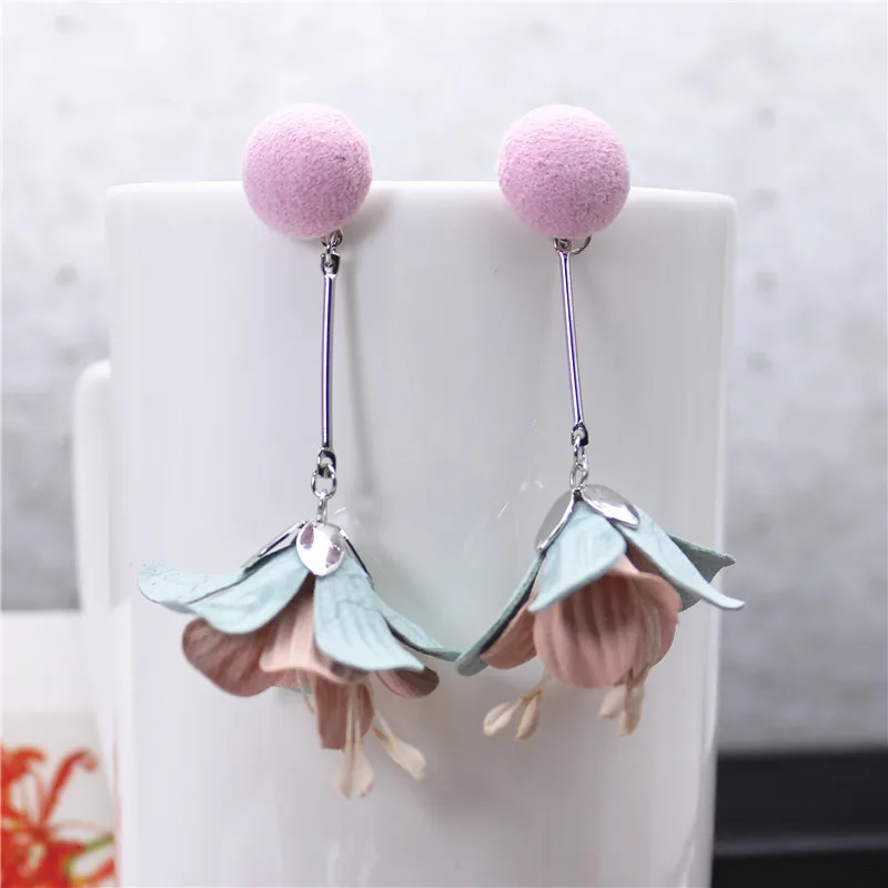 

2017 new fashion jewelry elegant style big step flowers earrings gold round long earring for women gift