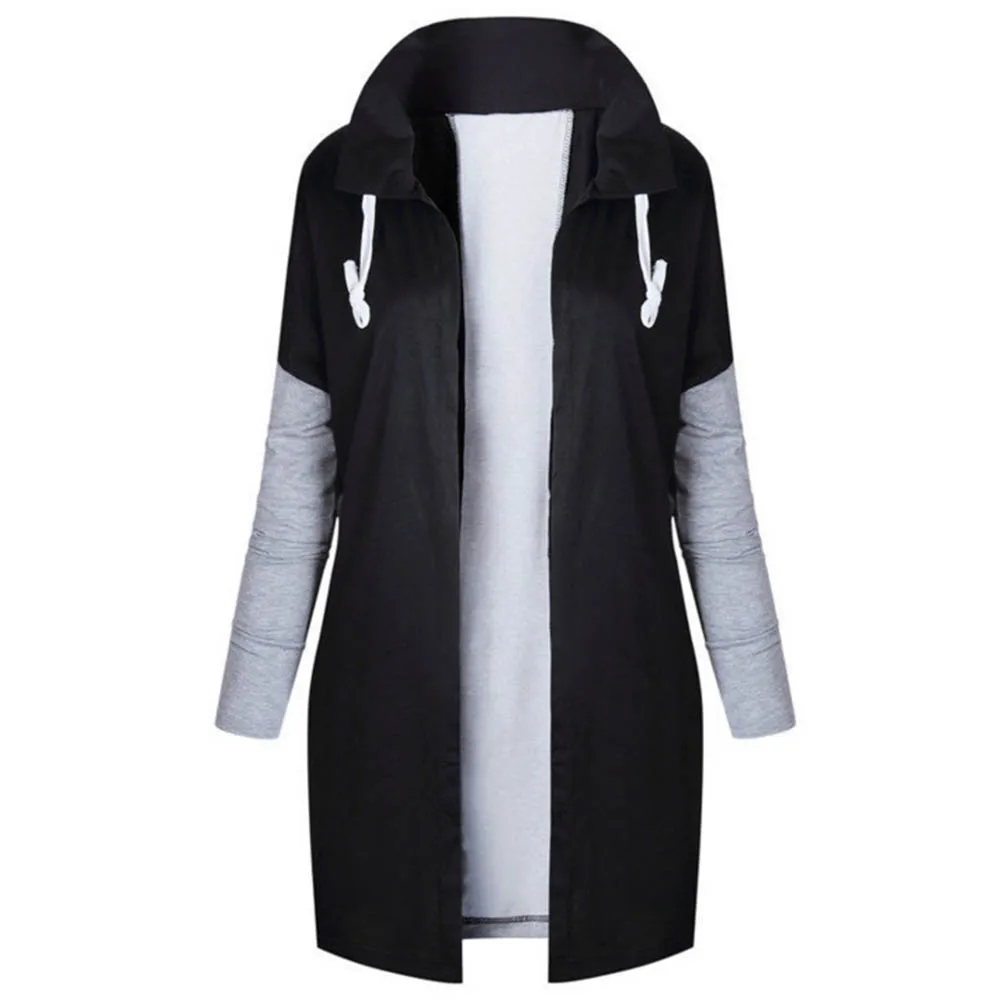 Droppshiping Autumn Winter Women Cardigan Coat Long Sleeve Sweatshirt Spliced Color Jacket Ladies Casual Outwear BFJ55